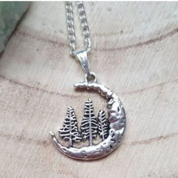 $5 ADD ON NEW Moon Nature Celestial Stainless Steel Silver Tone 18” Necklace - Picture 2 of 5